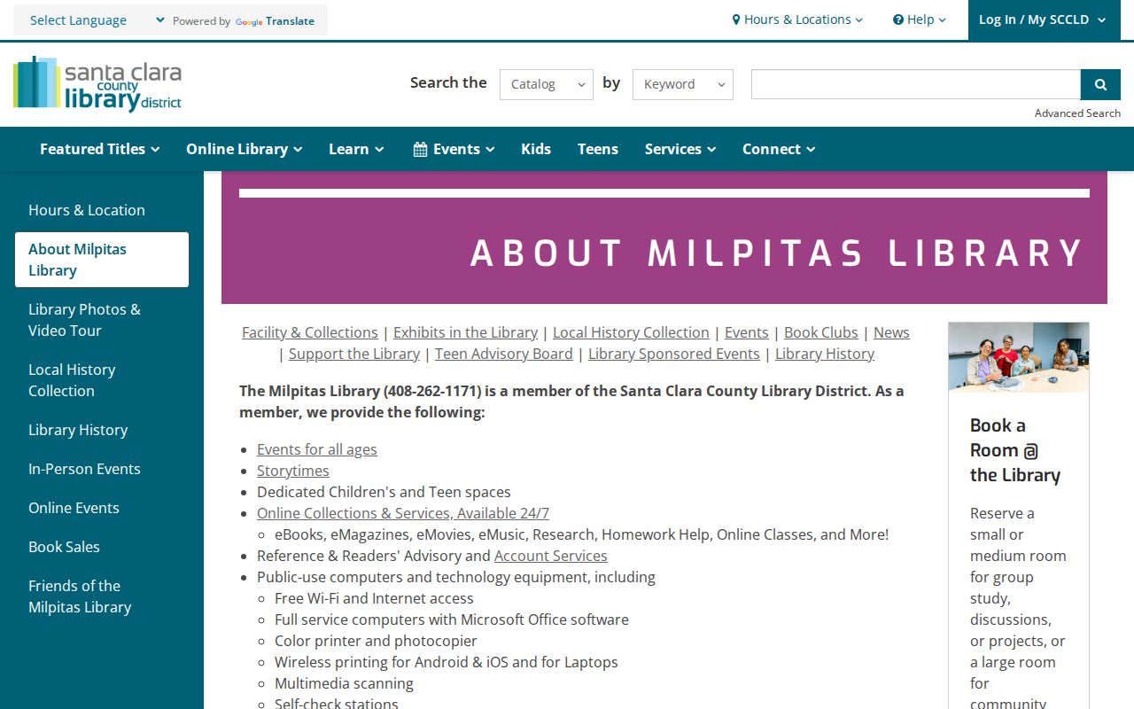 Milpitas residents directory reference to the Milpitas Library local history collection