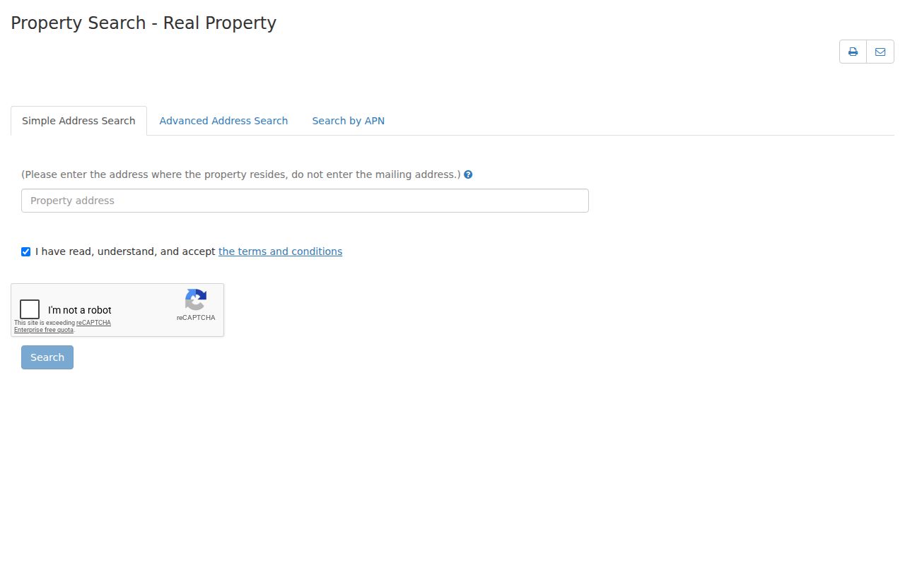 Milpitas street directory view of the Santa Clara Assessor property search