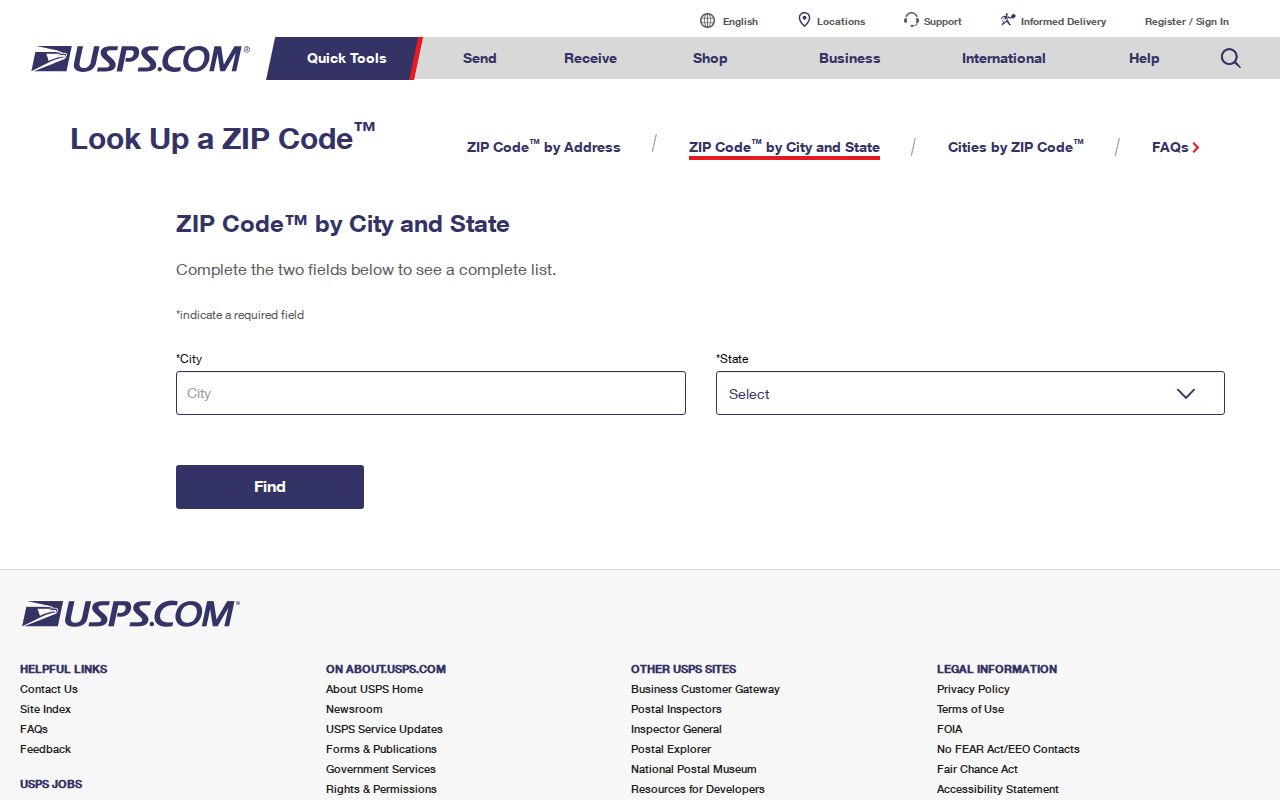 Milpitas street directory view of USPS city and state ZIP lookup